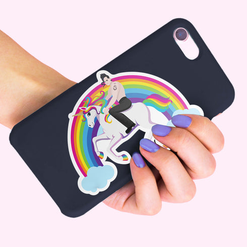 Glenn Danzig Unicorn Sticker, The Misfits Rainbow Hydroflask Sticker, Gifts for Punk Music, Horror Punk Laptop Decal